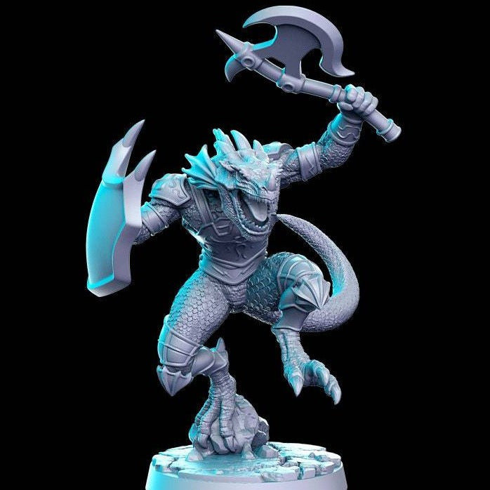 Saurian, Lizardmen Gladiator | 32mm or 28mm Fantasy Resin Miniature | D&D | Tabletop Games | RN Estudio