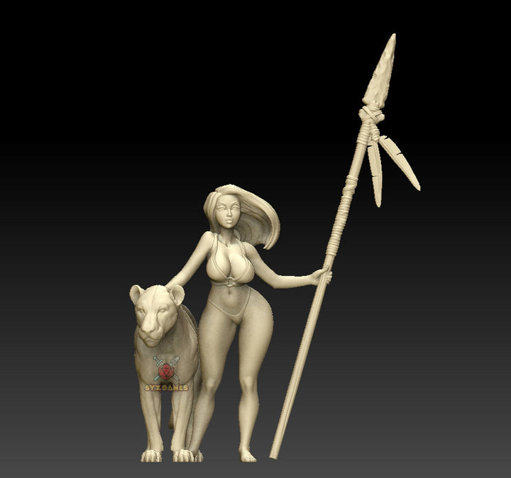 Uttara, Amazon Girl Pinup | Fantasy Resin Miniature | DnD Miniatures | Dungeons & Dragons | Pathfinder | RPG | Tabletop