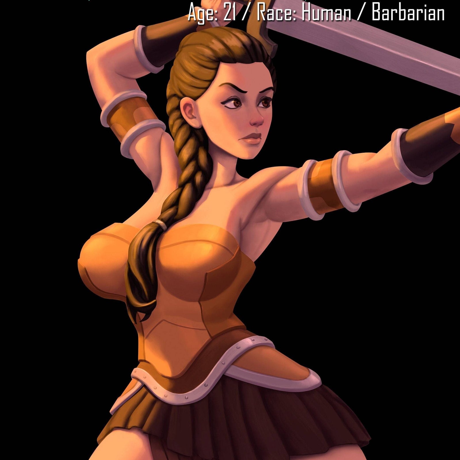 Shireenia the Barbarian |  32mm or 75mm Fantasy Miniature | D&D | Tabletop Games | RN Estudio
