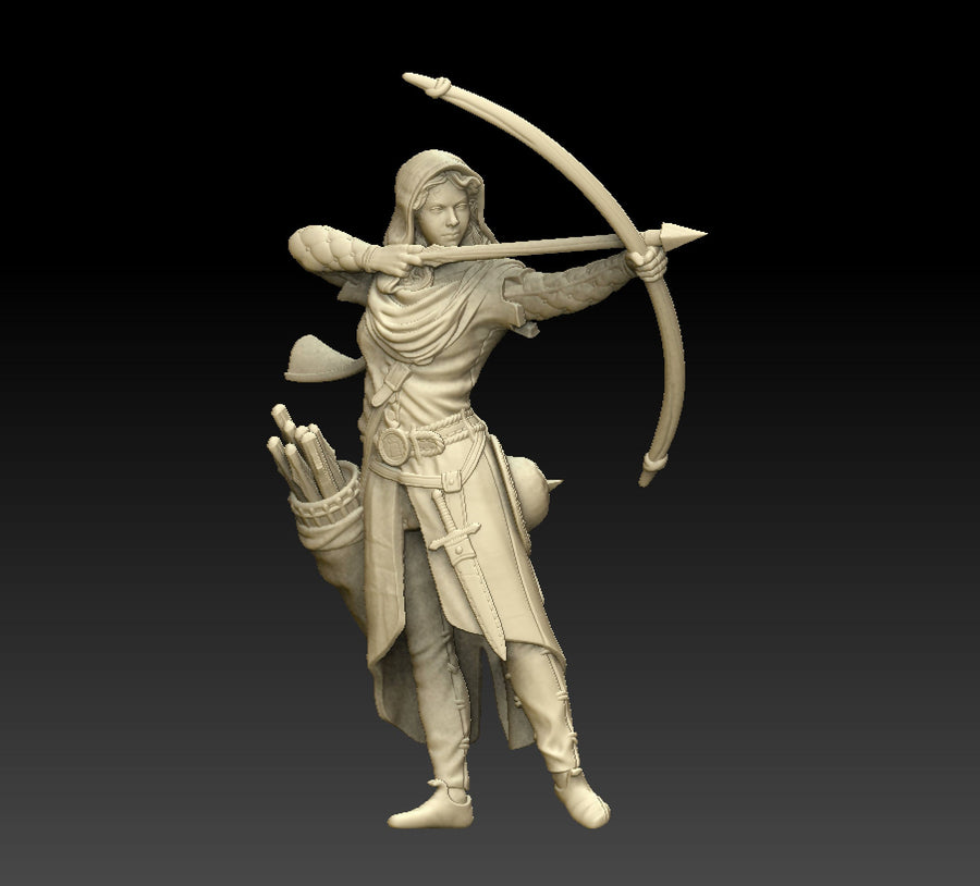 HumanArcher | 32mm or 75mm Fantasy Miniature | DnD Miniature | Dungeons and Dragons | Tabletop | Pathfinder | Role Playing
