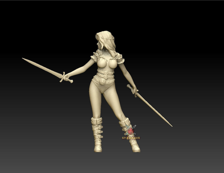 Jessica, Female Fighter Pinup | Fantasy Resin Miniature | DnD Miniatures | Dungeons & Dragons | Pathfinder | RPG | Tabletop