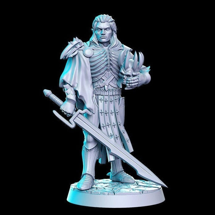 Arnodin, Elven Deathknight Leader  |  32mm or 28mm Fantasy Miniature | D&D | Tabletop Games | RN Estudio