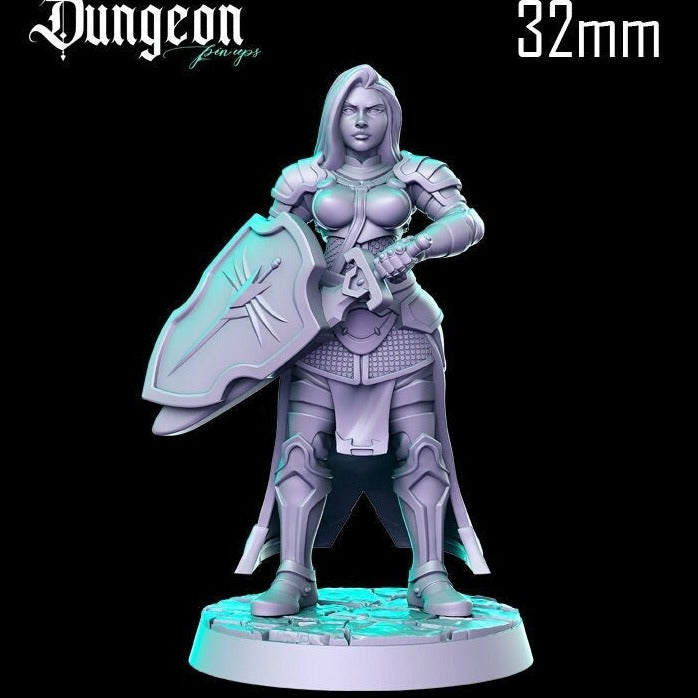 Paladin Pinup |  32mm or 75mm Fantasy Miniature | D&D | Tabletop Games | RN Estudio