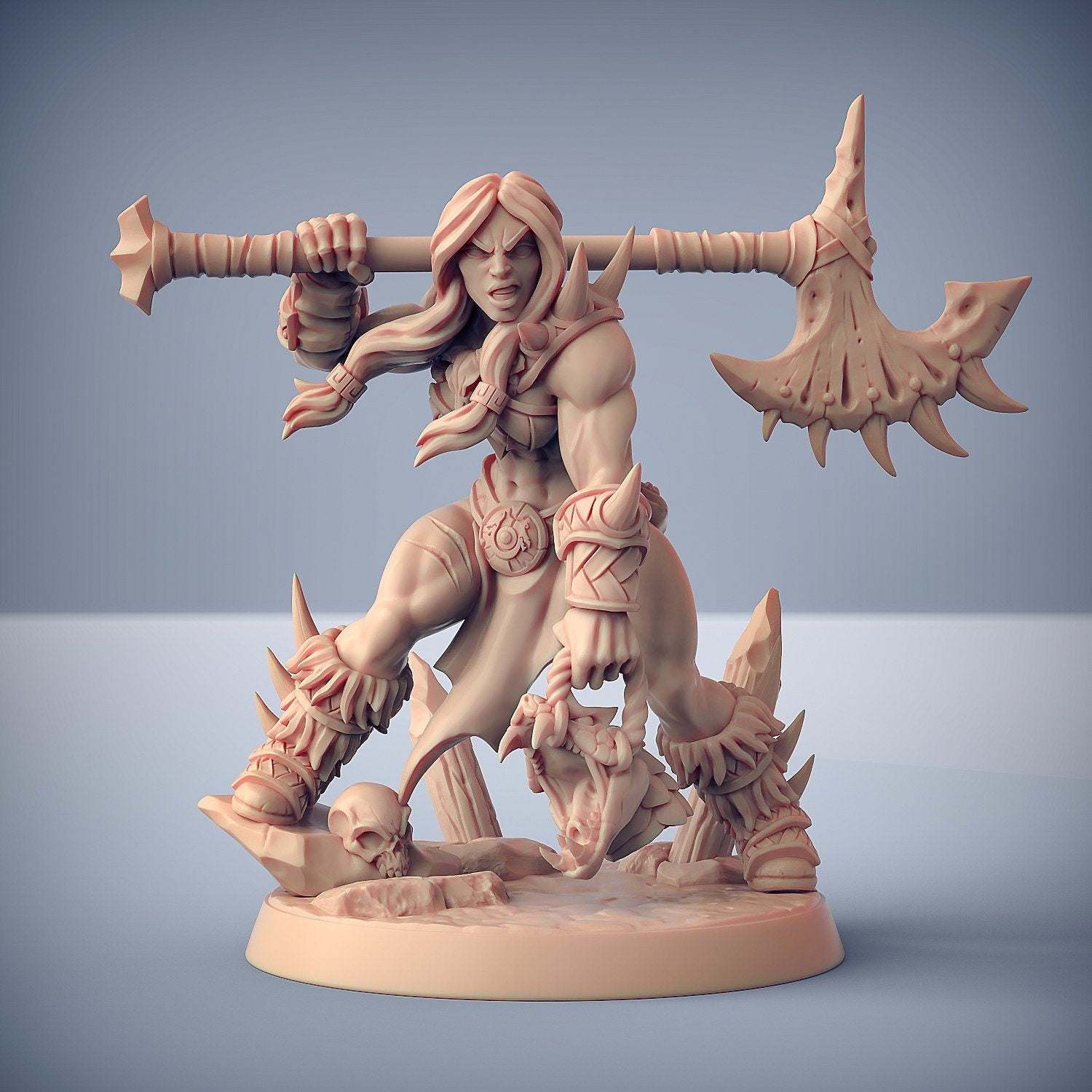 Brunilde Snakeslayer, Berserker Heroine | Fantasy Resin Miniature | DnD Miniatures | RPG | Tabletop Game | Artisan Guild