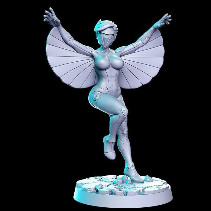 Ladybird, Female Space Enforcer in Combat Mode | 32mm or 28mm Fantasy Miniature | D&D | Tabletop Games | RN Estudio