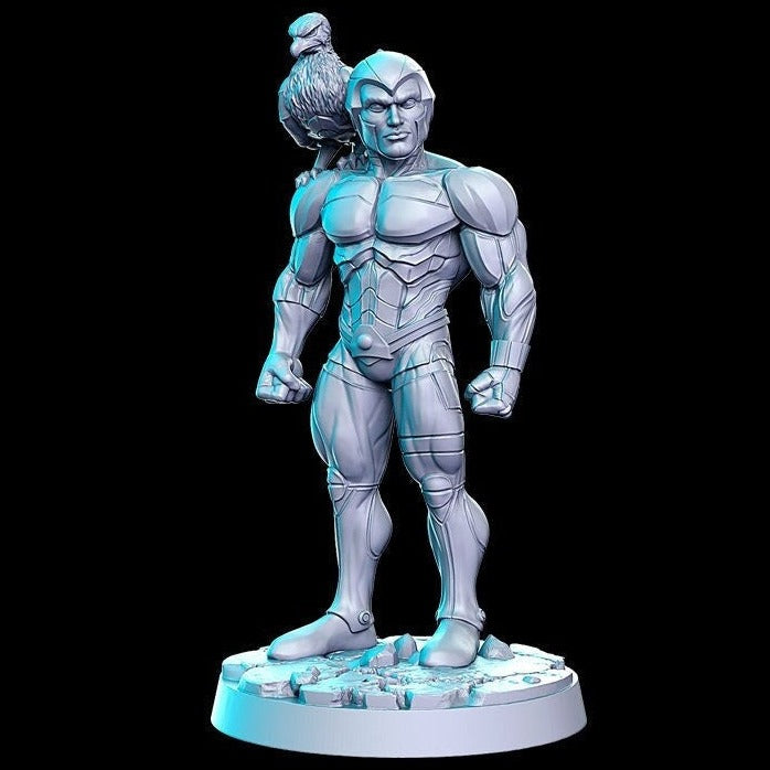 Hawkith, Space Enforcer with Familiar | 32mm or 28mm Sci-Fi Miniature | D&D | Tabletop Games | RN Estudio