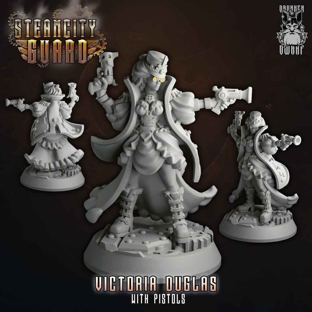 Victoria Douglas with Pistols | Fantasy Resin Miniature | DnD Miniatures | RPG | Tabletop Games