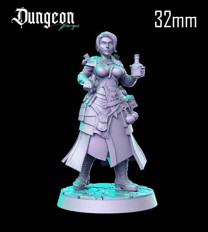 Alchemist Pinup |  32mm or 75mm Fantasy Miniature | D&D | Tabletop Games | RN Estudio