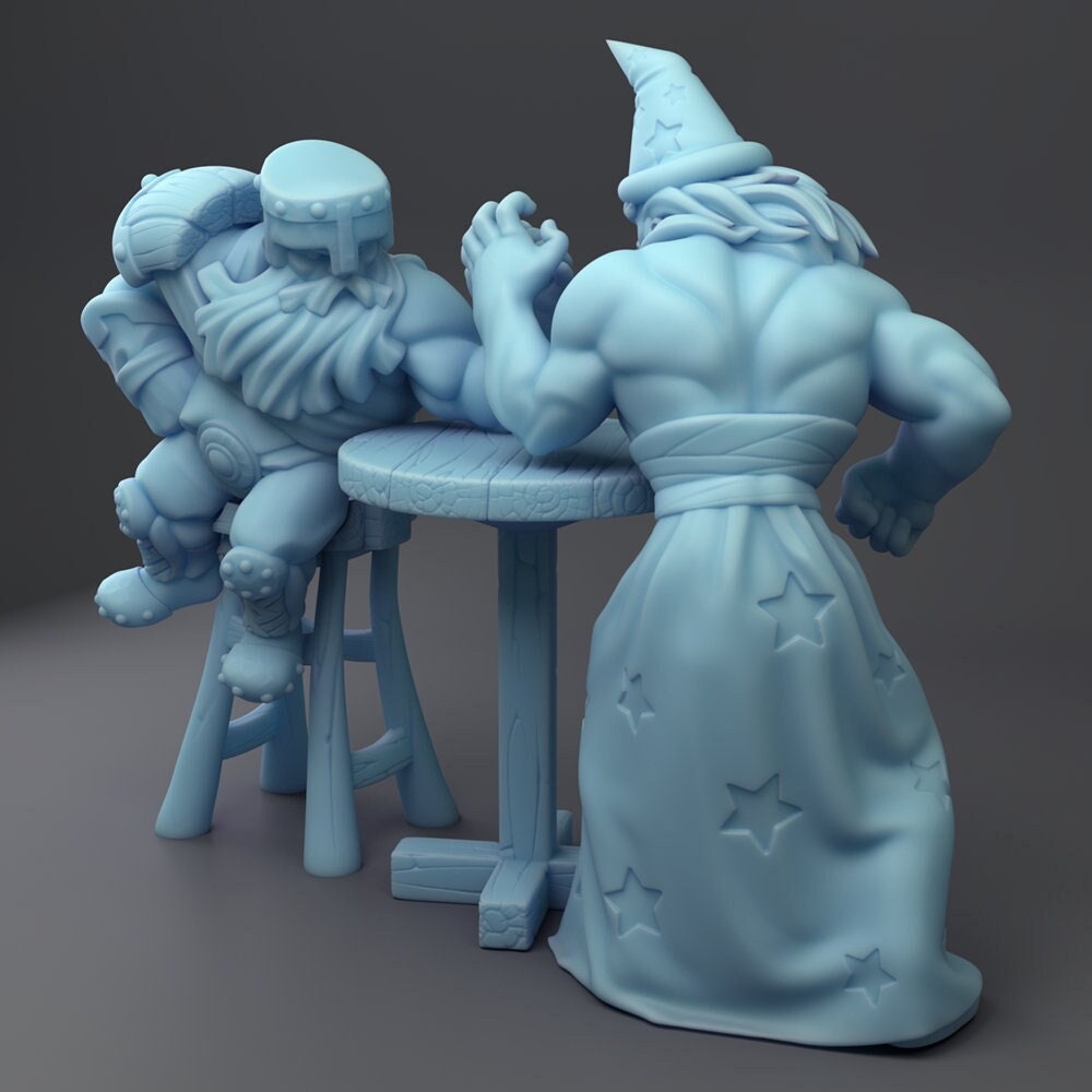 Dorf and Magus, The Arm Wrestlers | Fantasy Miniature | Dungeons and Dragons |D&D | Tabletop | Twin Goddess