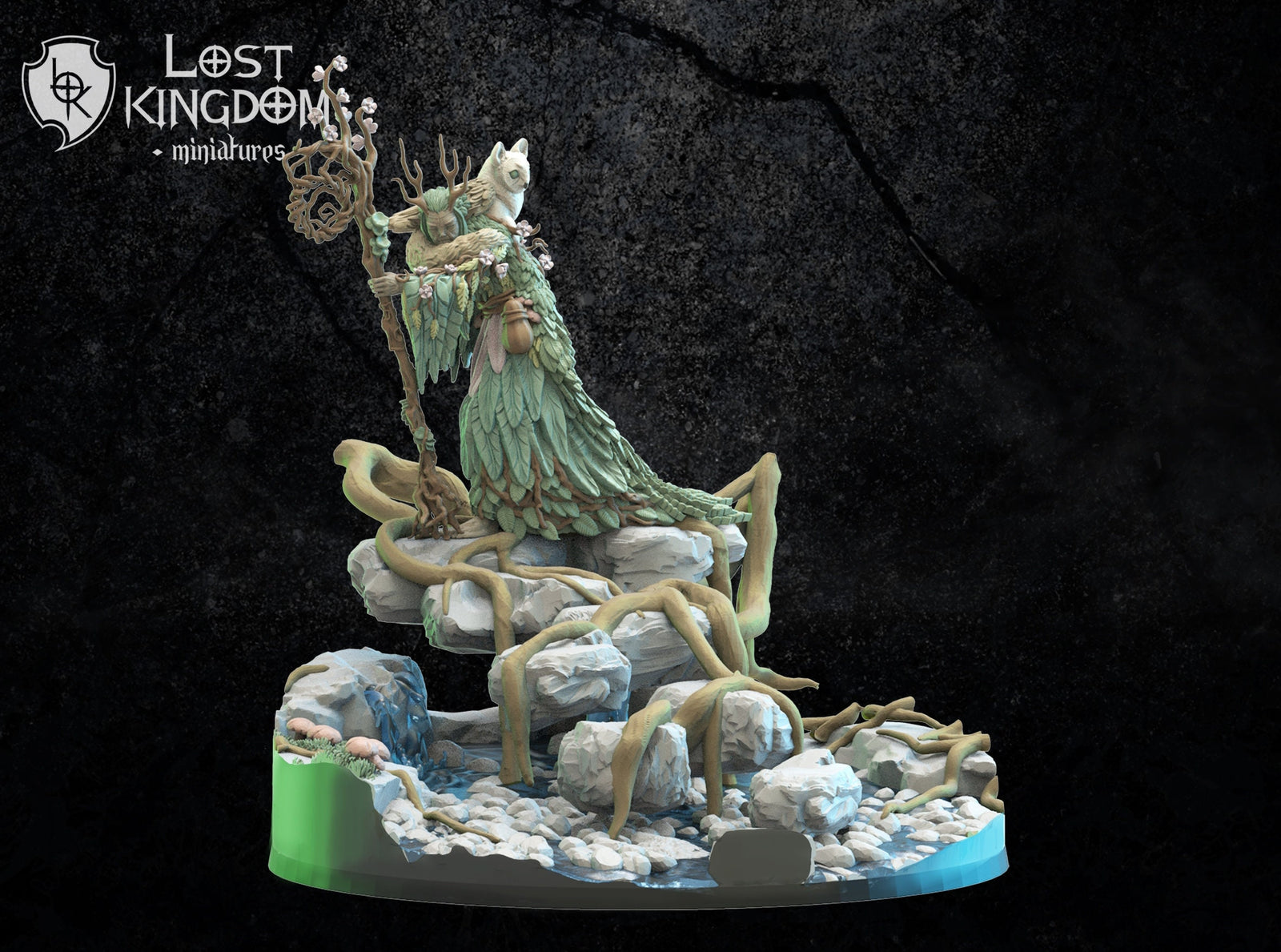 Saori Ancient Druid with Nekokuro | Fantasy Miniature | Dungeons and Dragons | DND | Tabletop | RPG | Lost Kingdom Miniature