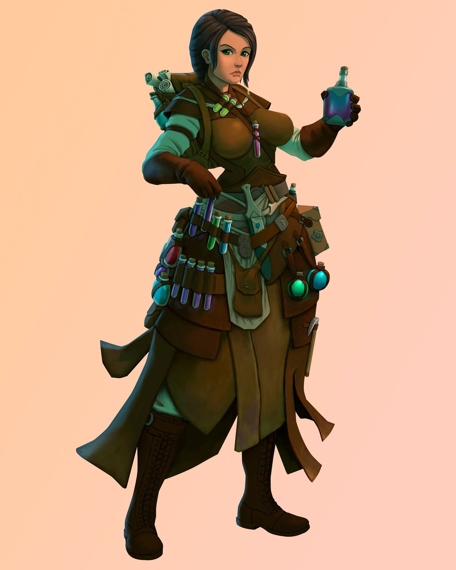 Alchemist Pinup |  32mm or 75mm Fantasy Miniature | D&D | Tabletop Games | RN Estudio