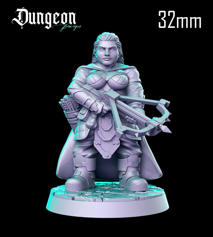 Dwarf Ranger Pinup |  32mm or 75mm Fantasy Miniature | D&D | Tabletop Games | RN Estudio