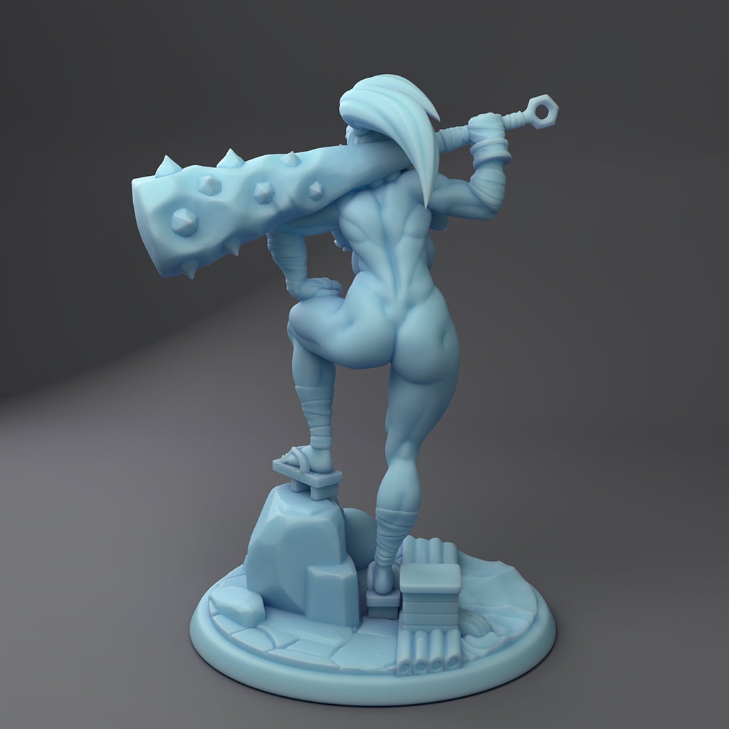 Kijo, the Oni Barbarian Pinup | 32mm or 75mm Fantasy Miniature | Dungeons and Dragons | D&D | Twin Goddess