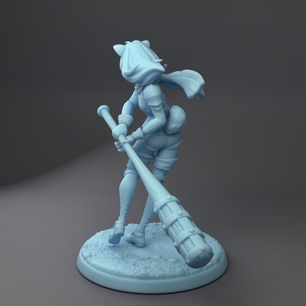 Shib, the Dogegirl Bonker | 32mm or 75mm Fantasy Miniature | Dungeons and Dragons | D&D | Twin Goddess