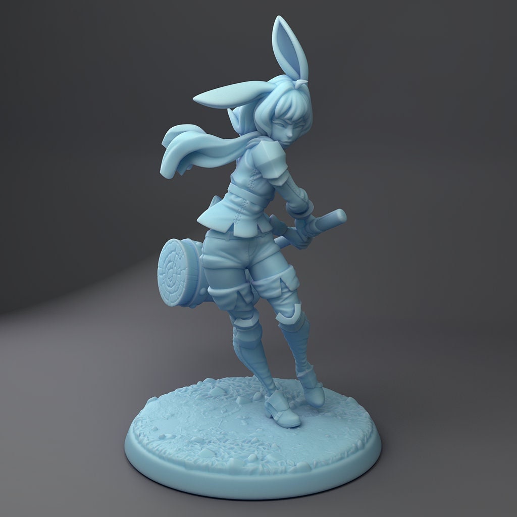 Shib, the Bunny Girl Bonker | 32mm or 75mm Fantasy Miniature | Dungeons and Dragons | D&D | Twin Goddess