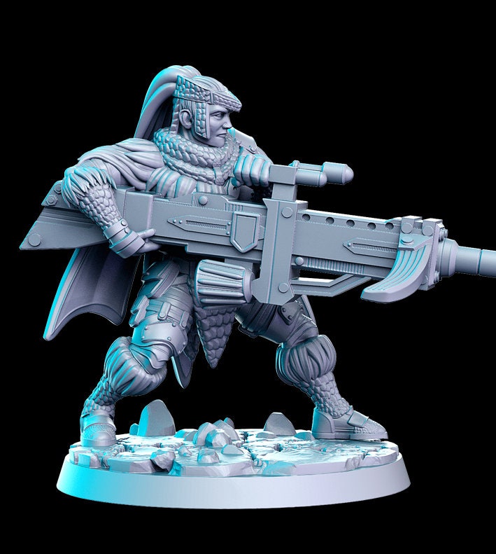 Muacaitl, Modern Tribal Monster-hunter | Fantasy Miniature | D&D | Tabletop Games | RN Estudio