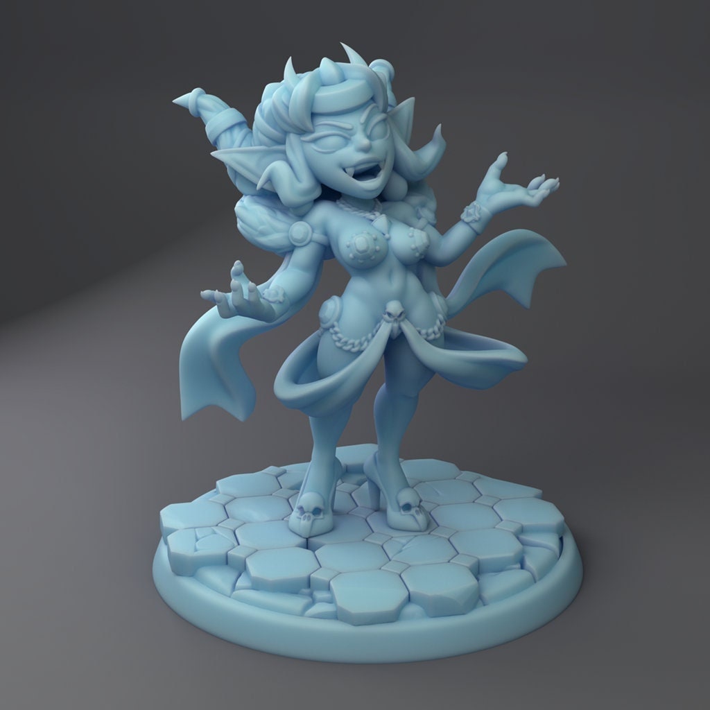 Evil Goblin Queen Peryl Pinup | Fantasy Miniature | D&D | Tabletop | Twin Goddess