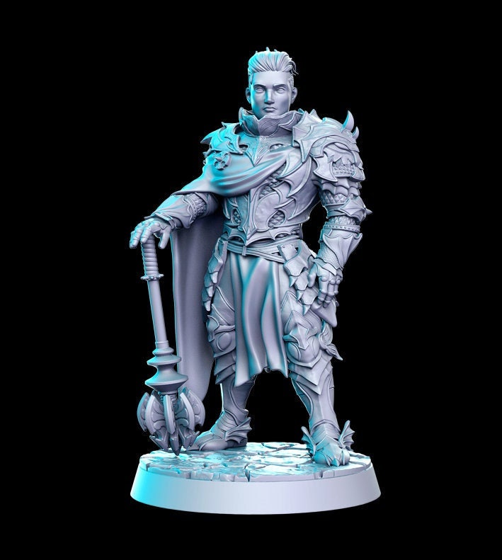 Uthoran, Dragon Knight | 32mm or 28mm Fantasy Miniature | Dungeons & Dragons | Pathfinder | RPG | Tabletop | RN Estudio