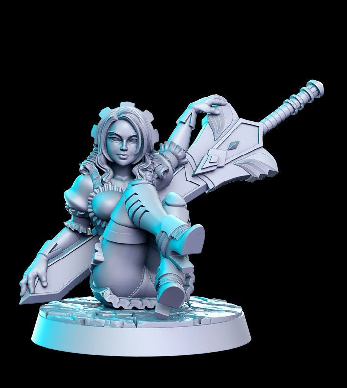 Shareena, Maid Guard | 32mm or 28mm Fantasy Miniature | Dungeons & Dragons | Pathfinder | RPG | Tabletop | RN Estudio