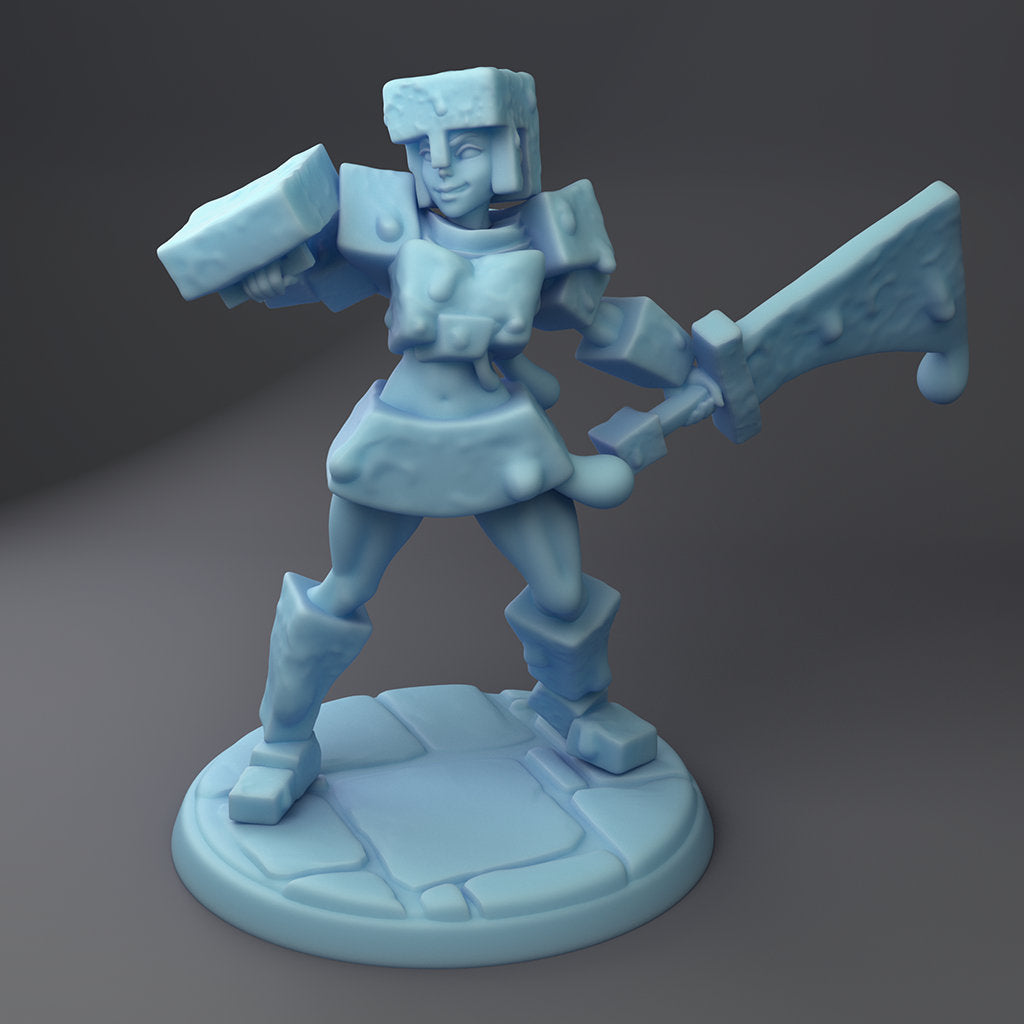 Female Slime Hunter | Gelatinous Cube Hunter | Fantasy Miniature | Dungeons and Dragons | DnD Miniature | Twin Goddess