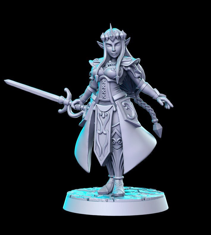 Zalidra Elven Princess | Fantasy Miniature | DnD Miniature | RPG | Tabletop Game | Pathfinder | RN Estudio