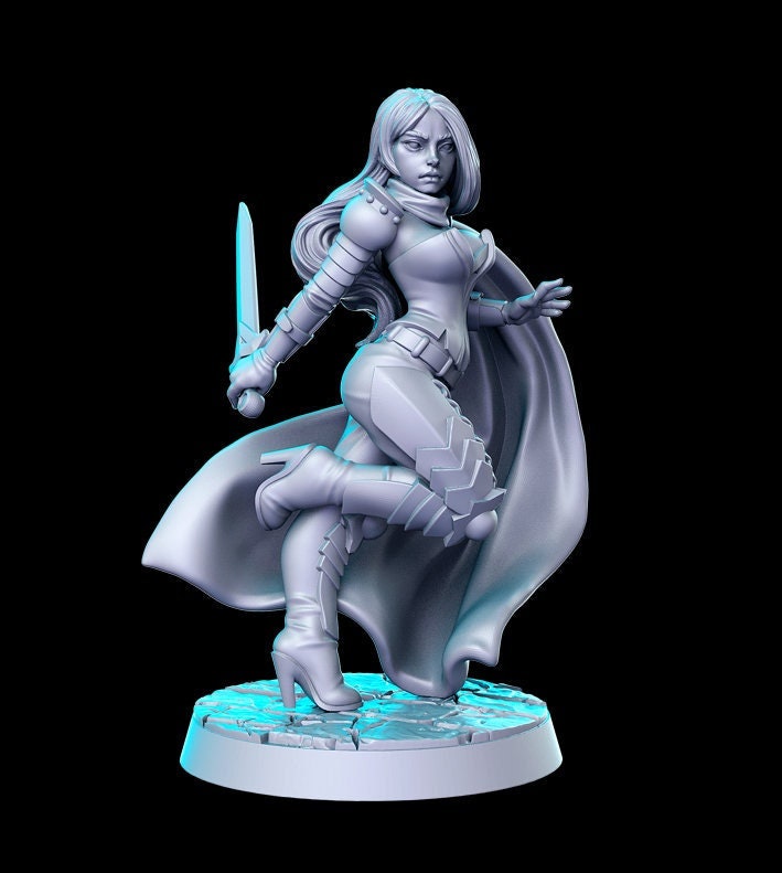 Delia The Swift, Female Assassin | Fantasy Miniature | DnD Miniature | RPG | Tabletop Game | Pathfinder | RN Estudio