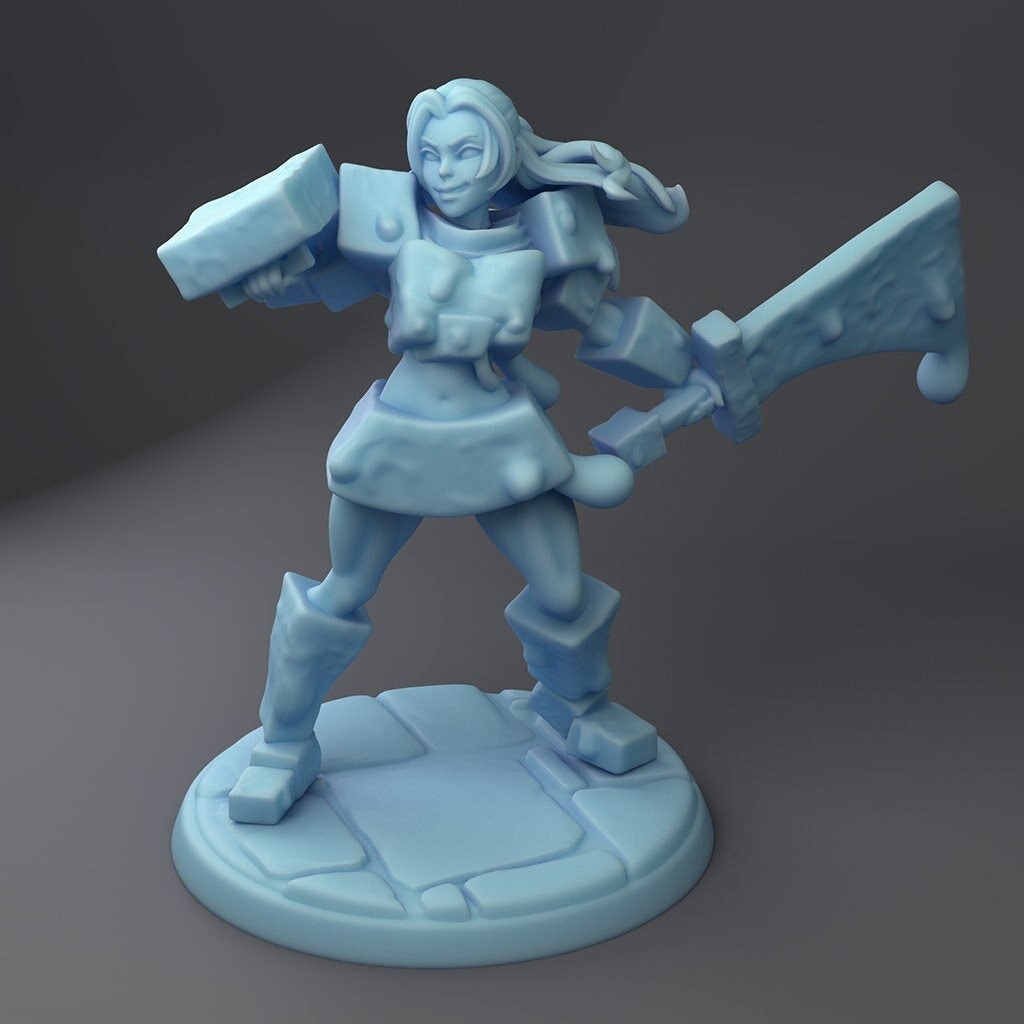 Female Slime Hunter | Gelatinous Cube Hunter | Fantasy Miniature | Dungeons and Dragons | DnD Miniature | Twin Goddess