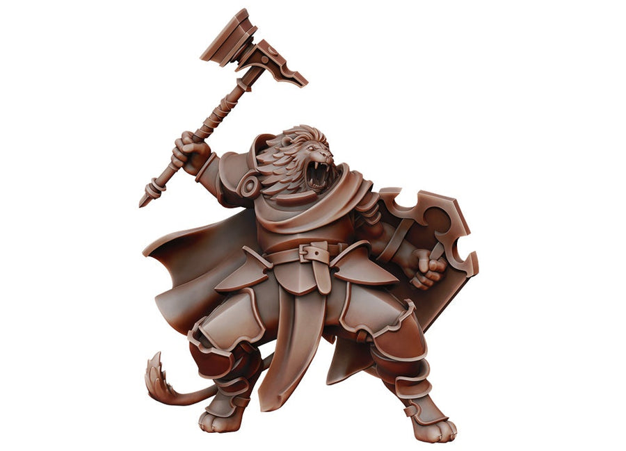 Lionfolk Paladin | Fantasy Miniature | Dungeons and Dragons | DnD Miniature | Tabletop Game | RPG | Pathfinder |  Manuel Boria