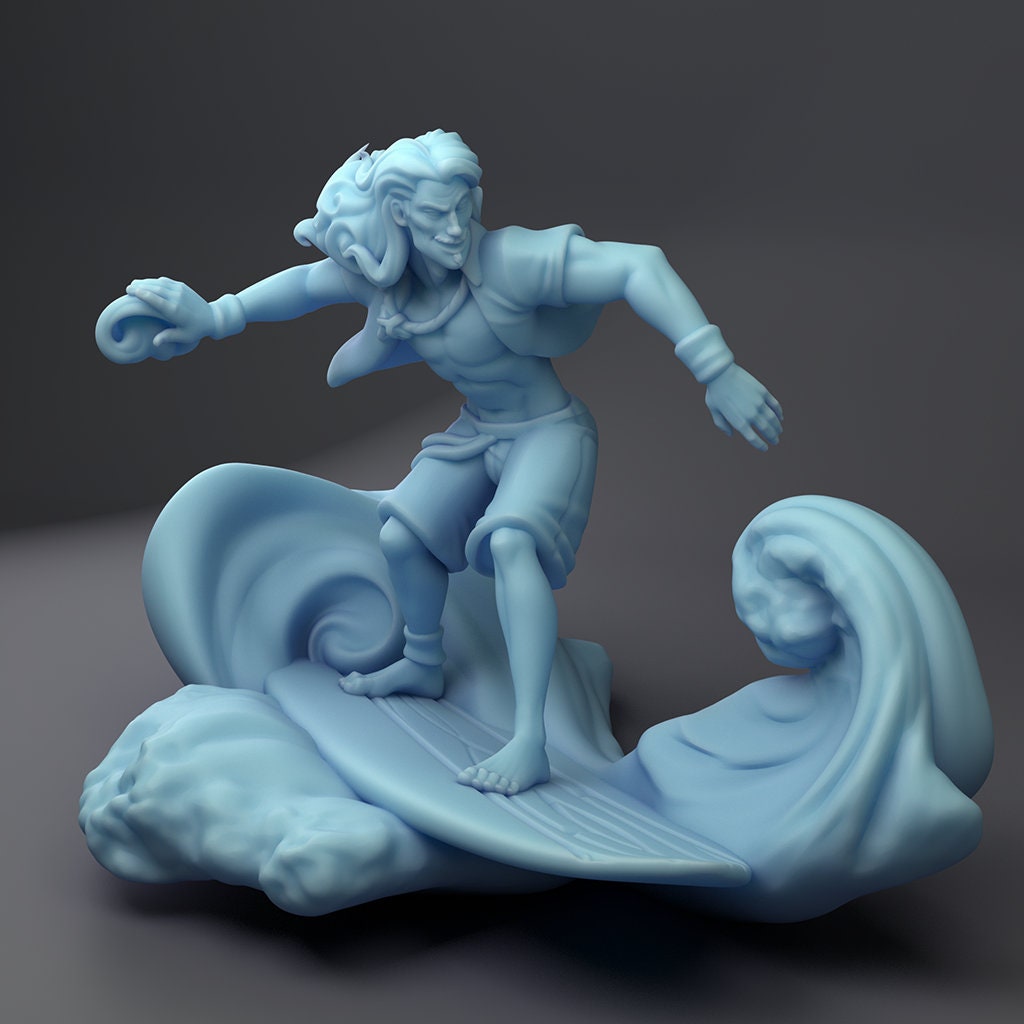 Surfing Esteban  | Fantasy Miniature | DnD Miniature | Tabletop | Twin Goddess