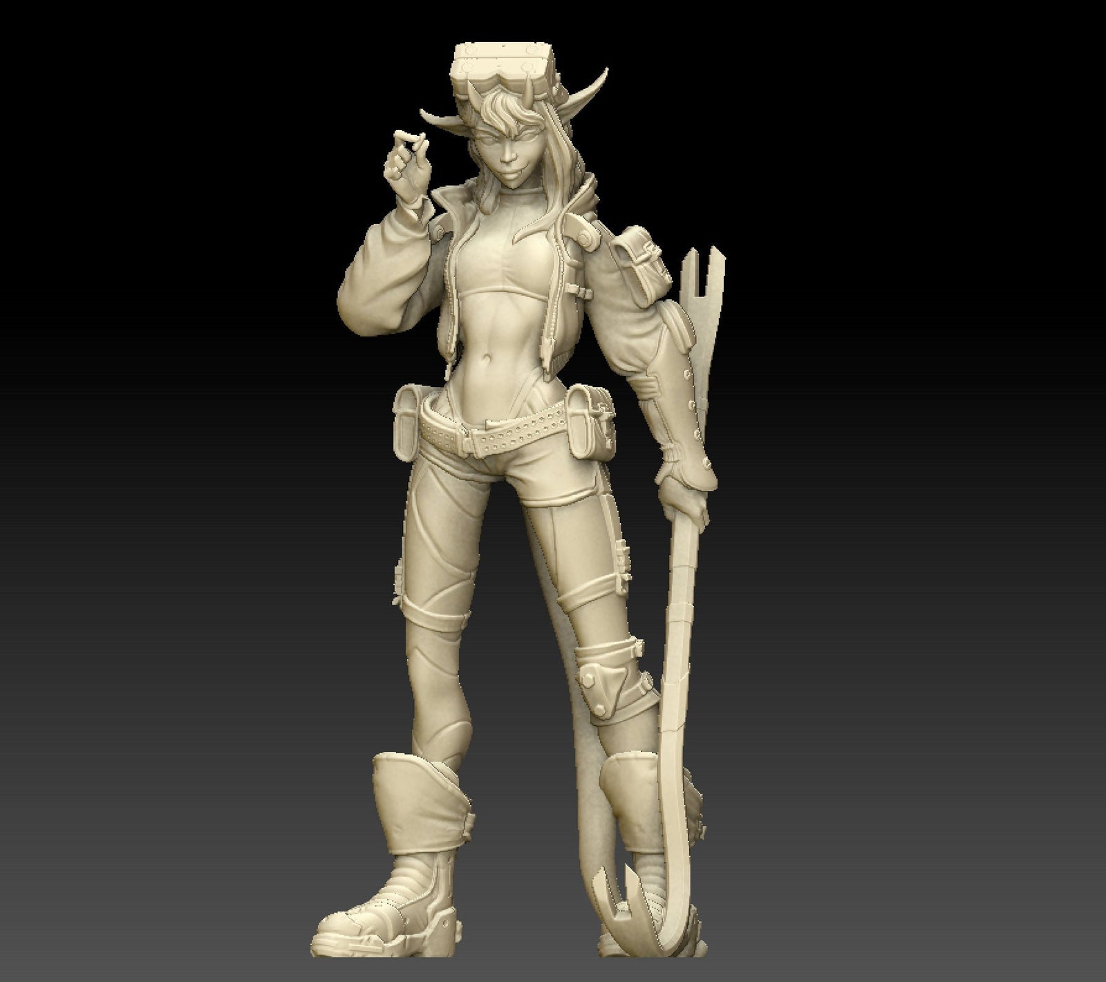 Oni Hacker | 32mm or 75mm Fantasy Resin Miniature | DnD Miniature | RPG | Tabletop Game | Printed Obsession