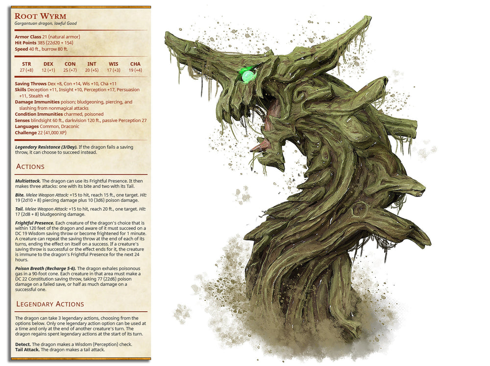 Root Wyrm | Fantasy Resin Miniature | DnD Miniature | RPG | Tabletop Game | Printed Obsession