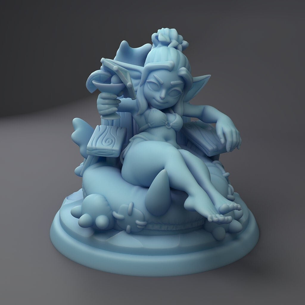 Hila - Goblin Lounger  | 32mm or 75mm Fantasy Miniature | DnD Miniature | Tabletop | Twin Goddess