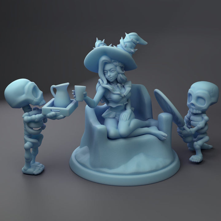 Sand Witch Necromancer with Garrys | Fantasy Miniature | DnD Miniature | Tabletop | Twin Goddess