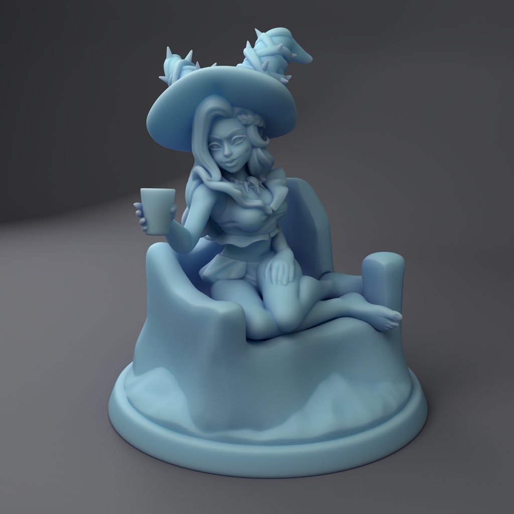 Sand Witch Necromancer with Garrys | Fantasy Miniature | DnD Miniature | Tabletop | Twin Goddess