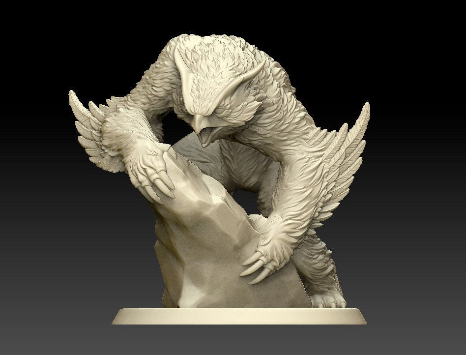 Owlbear - On Rock | Fantasy Miniature | Dungeons and Dragons | DnD Miniature | Tabletop Game | RPG | Pathfinder