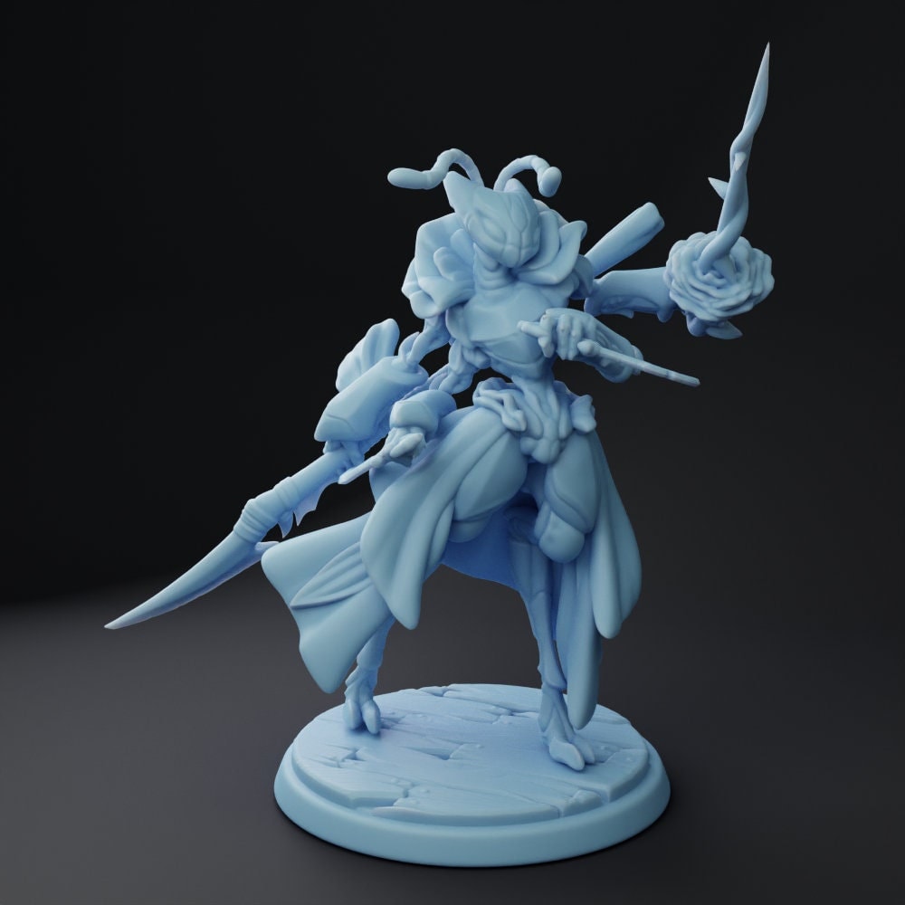 Orchid - TriKreen Duelist | 32mm or 28mm Fantasy Miniature | DnD Miniature | Twin Goddess