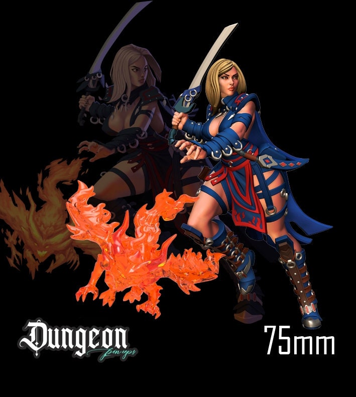 Magus, Pinup |  32mm or 75mm Fantasy Miniature | DnD Miniature | RPG | Tabletop Game | Pathfinder | RN Estudio
