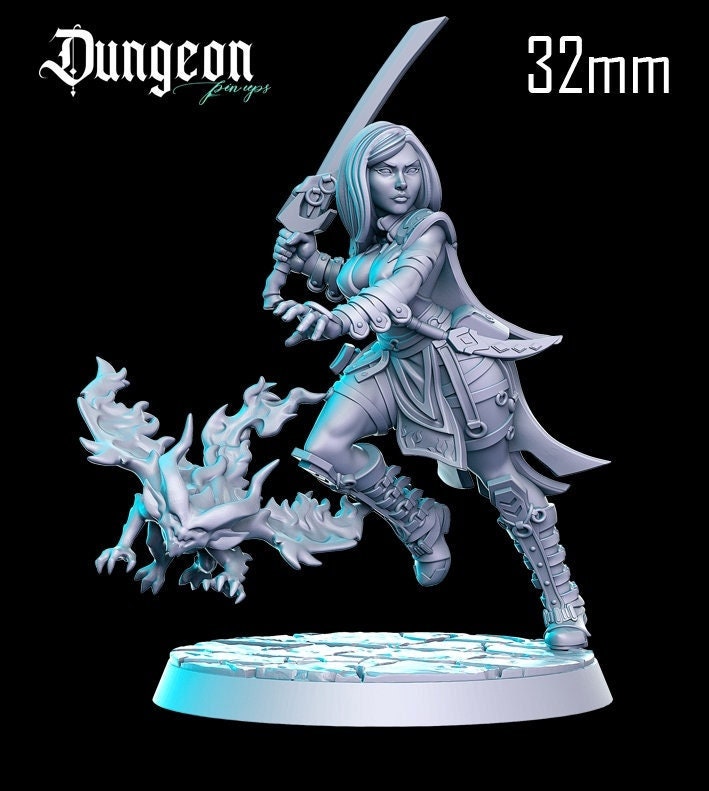 Magus, Pinup |  32mm or 75mm Fantasy Miniature | DnD Miniature | RPG | Tabletop Game | Pathfinder | RN Estudio