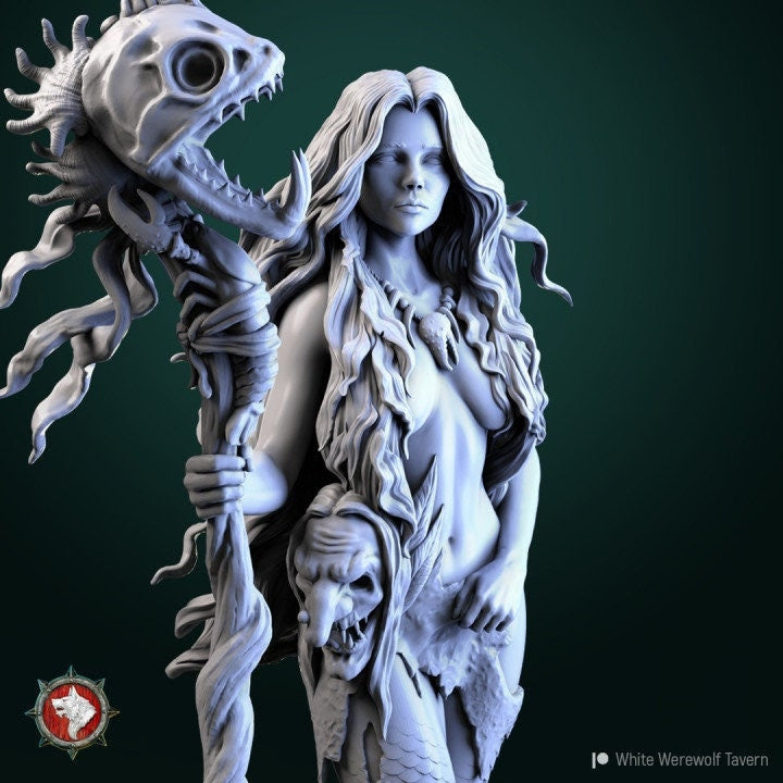 Greta Fish | 32mm and 75mm Fantasy Resin Miniature | DnD Miniature | RPG | Tabletop Game | White Werewolf Tavern