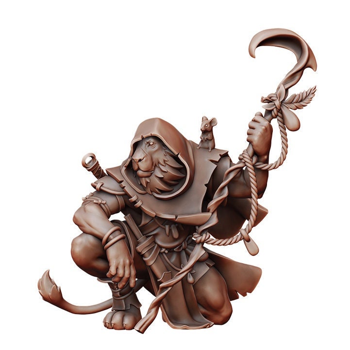 Lionfolk Druid | Fantasy Miniature | Dungeons and Dragons | DnD Miniature | Tabletop Game | RPG | Pathfinder |  Manuel Boria