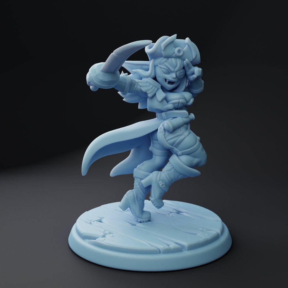 Bonnie Quarkstealer - Goblin Space Pirate  | 32mm or 75mm Fantasy Miniature | DnD Miniature | Tabletop | Twin Goddess