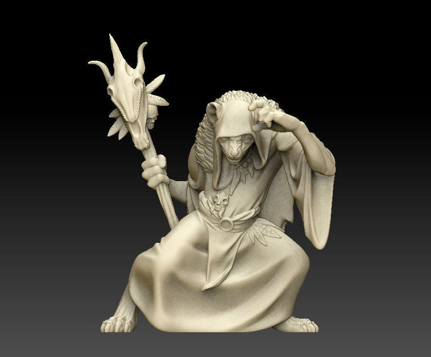 Gnoll Shaman | Fantasy Miniature | Dungeons and Dragons | DnD Miniature | Tabletop Game | RPG | Pathfinder |  Manuel Boria