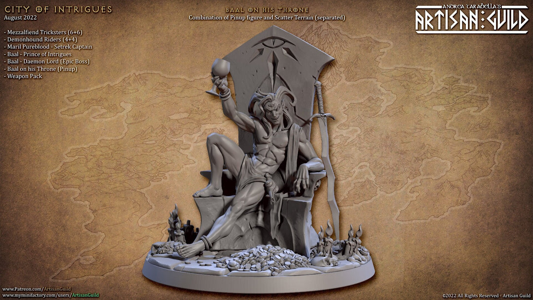 Baal on his Throne - Pinup | Fantasy Miniature | DnD Miniature | RPG | Tabletop Game | Artisan Guild
