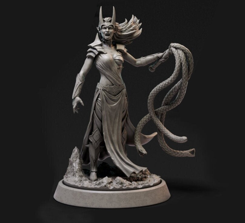 Drow Priestess | 32mm or 75mm Fantasy Miniature | DnD Miniature | Dungeons and Dragons | Tabletop | Pathfinder | Role Playing