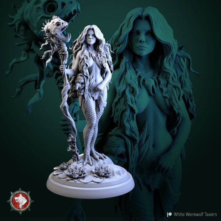 Greta Fish | 32mm and 75mm Fantasy Resin Miniature | DnD Miniature | RPG | Tabletop Game | White Werewolf Tavern