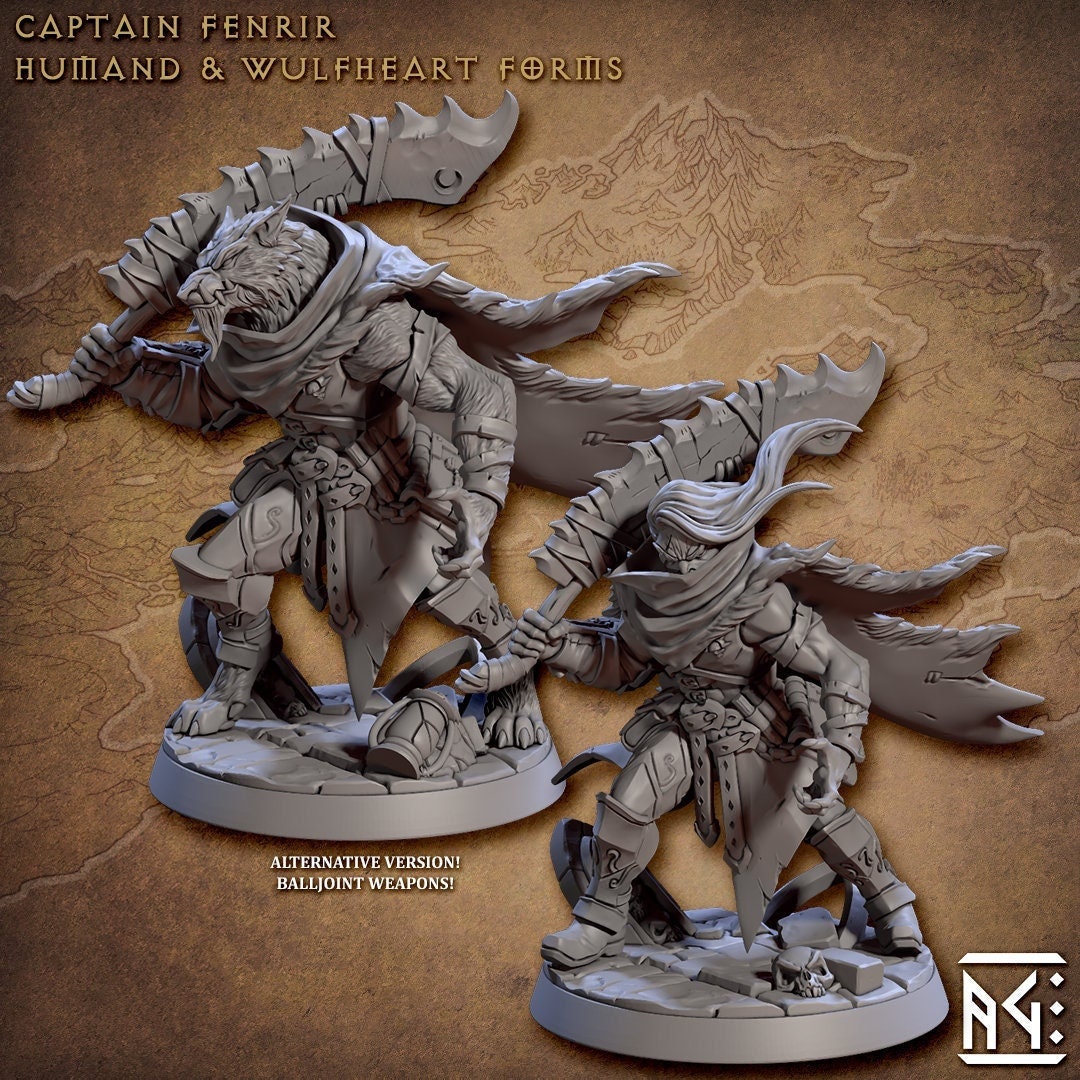 Captain Fenrir - the Silver Hunter & Werewolf | Fantasy Miniature | DnD Miniature | RPG | Tabletop Game | Artisan Guild