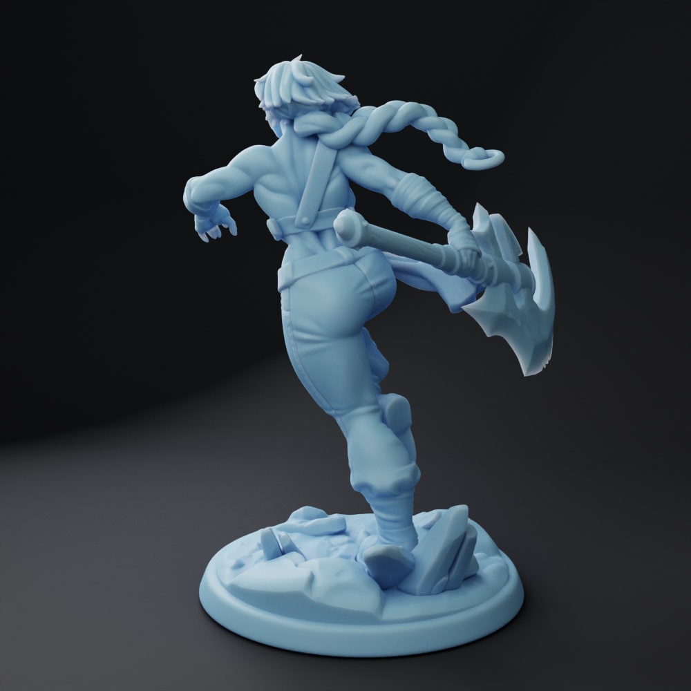 Millie, the Human Barbarian | Fantasy Miniature | DnD Miniature | Twin Goddess