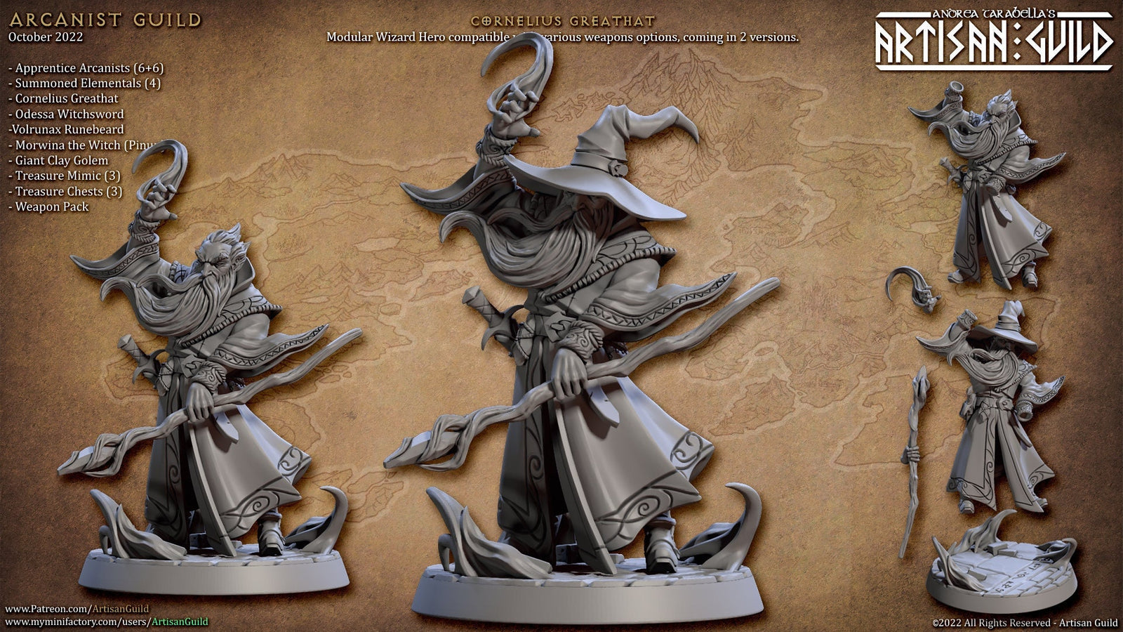 Cornelius Greathat Wizard | Fantasy Miniature | DnD Miniature | RPG | Tabletop Game | Artisan Guild