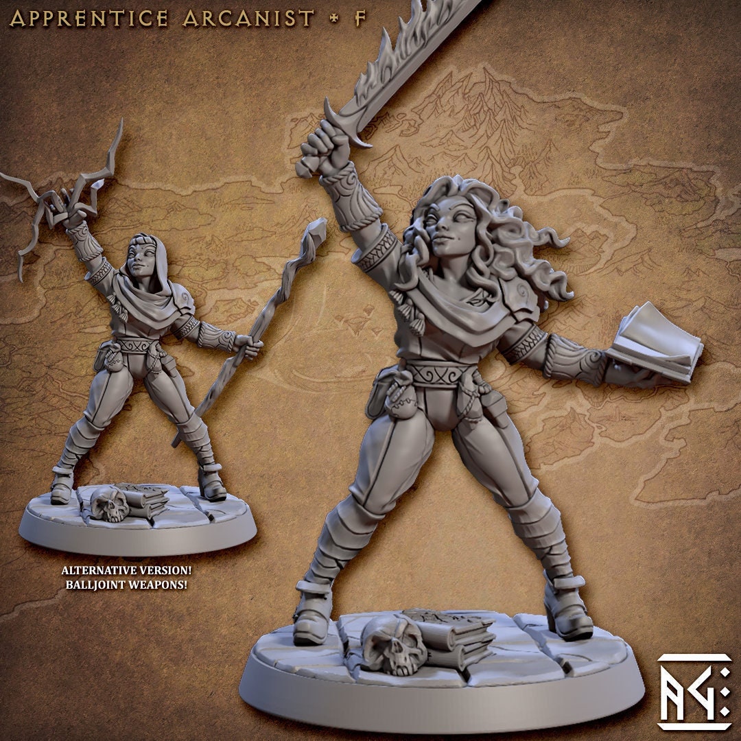 Apprentice Arcanist F | Fantasy Miniature | DnD Miniature | RPG | Tabletop Game | Artisan Guild