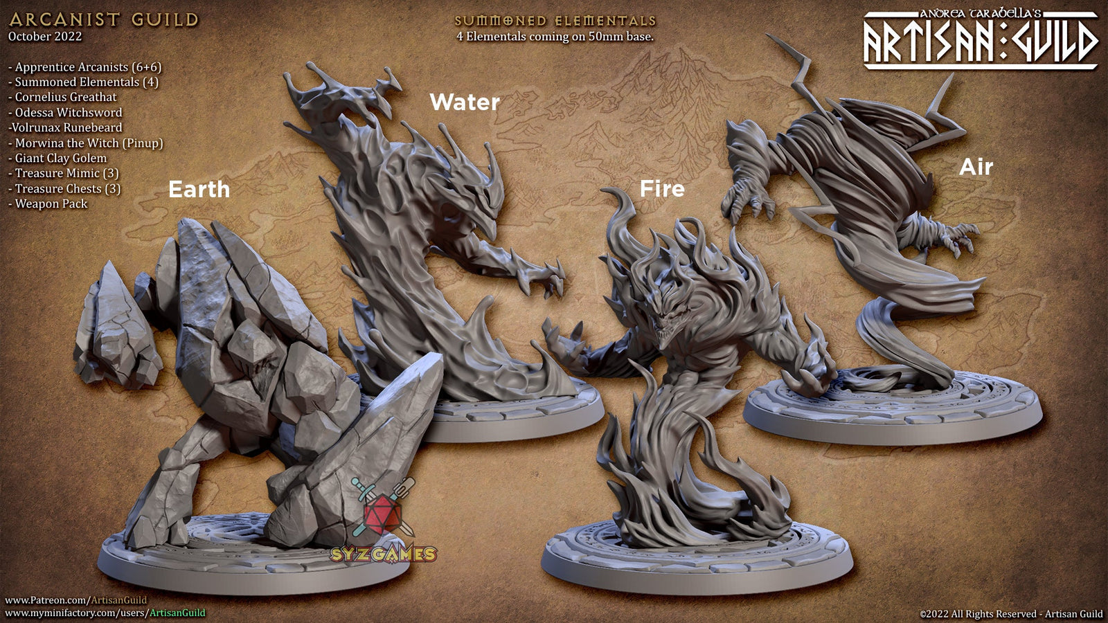 Summoned Elementals | Fantasy Miniature | DnD Miniature | RPG | Tabletop Game | Artisan Guild